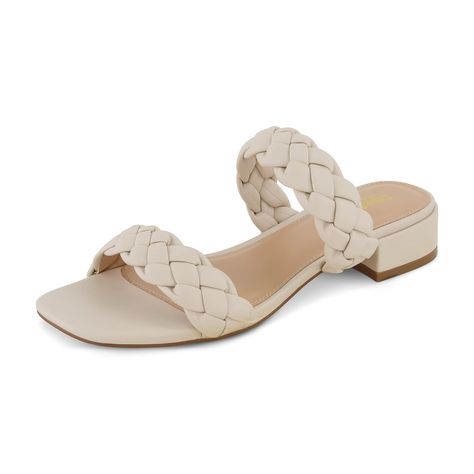 PRICES MAY VARY. Soft Vegan Leather braided upper Easy on / off Memory Foam Padded Insole Flexible Long Lasting Traction Outsole / Bottom 1 Inch Heel Step into these easy, comfortable, fashion staple sandals. These sandals can be dressed up or down and have a Memory Foam insole so you can wear them all day! Cushionaire Sandals, Cork Footbed Sandals, Summer Sandals Flat, Open Toe Slippers, Braided Sandals, Girls Heels, Sandals Flat, Cute Sandals, Low Block Heels