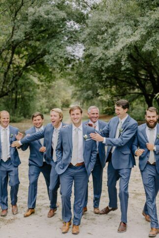 Dusty Blue Wedding Suit Groomsmen, Dusty Blue Tux Groomsmen, Dusty Blue Mens Suit Wedding, Slate Blue And Gold Wedding, Slate Blue Tuxedo Wedding, Slate Blue Tuxedo, Blue Tuxes Wedding, Mens Tux Colors For Wedding, Mens Tuxedo Wedding Blue