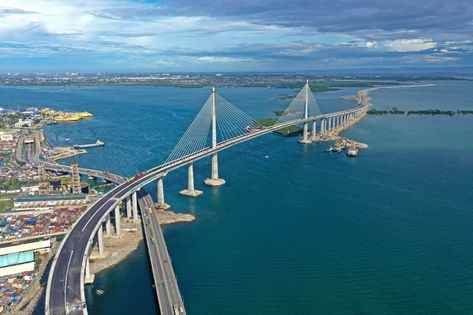 Amazing Cebu-Cordova Bridge Cebu Bridge, Cebu City Aesthetic, Cebu City Photography, Scotland Tourist Attractions, Photo Journaling, Mactan Island, Forth Bridge, Cable Stayed Bridge, Road Bridge