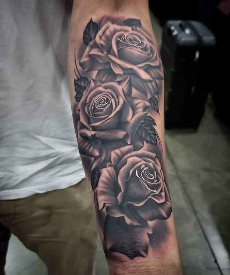 Thomas Tattoo, Native American Tattoo Designs, Floral Back Tattoos, Rose Tattoo Thigh, Rose Tattoo Sleeve, Inner Forearm Tattoo, Rose Tattoos For Men, Tattoo Filler, Realistic Tattoo Sleeve