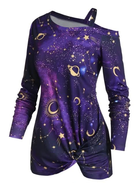 Galaxy Outfit, Star Sweatshirt, Galaxy Dress, Galaxy Fashion, Moon Print, Star Moon, Print Sweatshirt, Teen Fashion Outfits, Look Cool