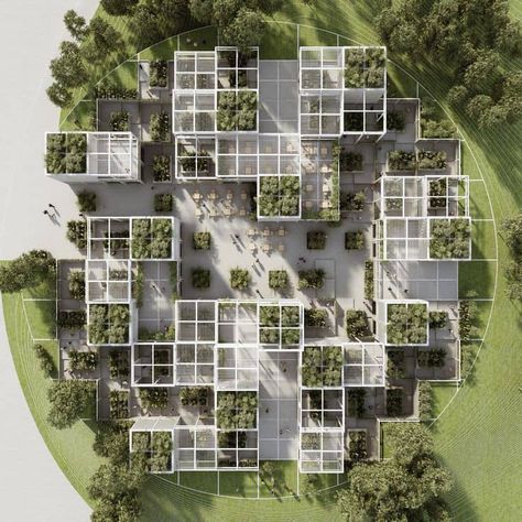 Grid Architecture, Residential Architecture Facades, Social Housing Architecture, Residential Architecture Apartment, Modular Architecture, Plans Architecture, Architecture Model Making, Green Architecture, Architecture Design Concept