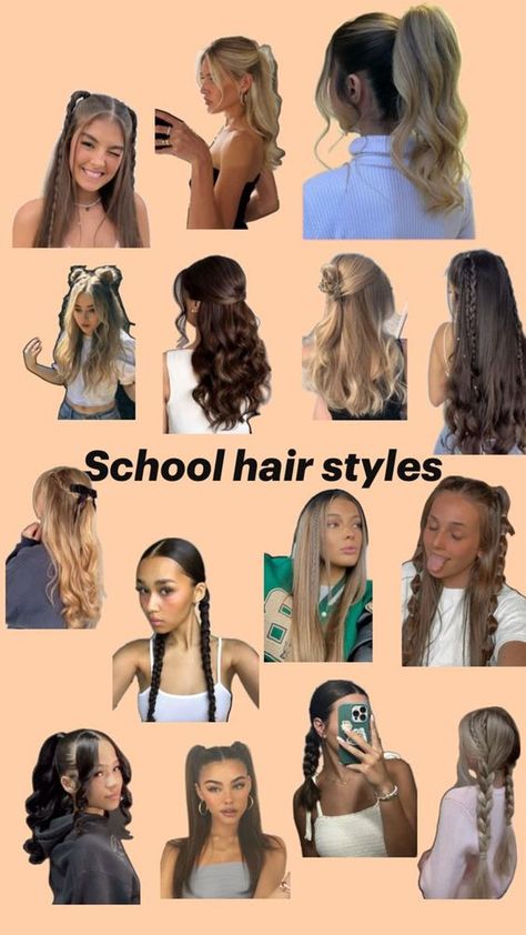 School Hair Styles, Preppy Hairstyles, Hairstyle Examples, Easy Hairstyles For Thick Hair, Hair Inspiration Long, Dress Elegant Long, Cute Simple Hairstyles, School Hair, Curly Hair Styles Easy