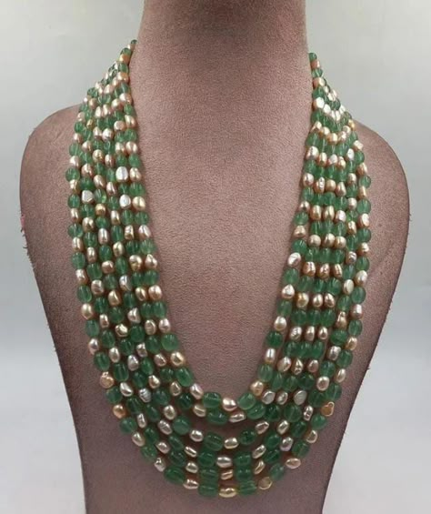 Emerald Mala, Green Beads Indian Jewellery, Emerald Beads Mala, Men Pearls, Crystal Neckless, Beaded Wedding Jewelry, Gold Jewelry Prom, Unique Beaded Jewelry, Creative Necklace