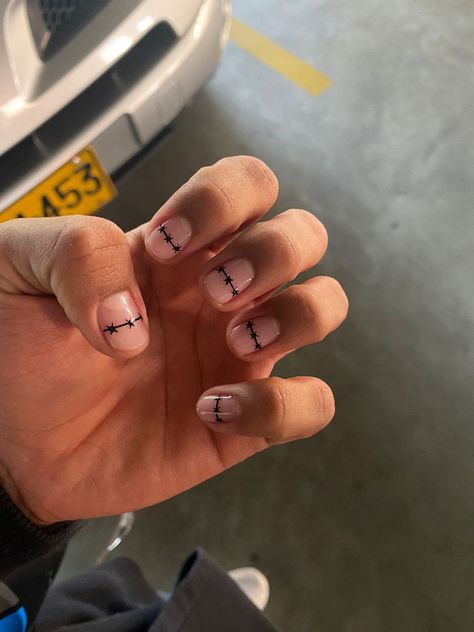 Hype Beast Nails, Nail Inspo Men, Barb Wire Nails, Masc Nails Designs, Men’s Nails, Male Nail Designs, Masculine Nail Designs, Tomboy Nails, Masc Nails