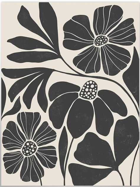 Linocut Flowers, Lino Design, Marimekko Pattern, Black And White Floral Pattern, Lino Block, Linocut Printmaking, Lino Art, Abstract Flower Art, Block Printing