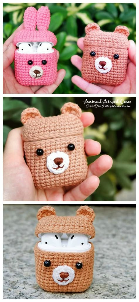 Animal Airpod Cases Crochet Free Pattern [Video] - Crochet & Knitting Where To Get Free Crochet Patterns, Airpod Cover Crochet Pattern Free, How To Crochet Airpod Case, Crochet Earpods Case Free Pattern, Crochet Phone Cases Free Pattern, Crochet Air Pods Case, Crochet Air Pod Case Pattern Free, Crochet Airpod Pro Case Pattern Free, Air Pods Crochet Case Free Pattern