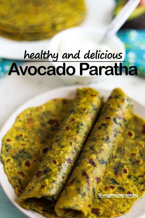 Avocado Paratha / Avocado and Greens Paratha Naan Recipes, Farali Recipes, Amaranth Recipes, Paneer Pulao, Indian Flatbread, Indian Breads, Yum Breakfast, Cold Coffee Recipes, Millet Recipes