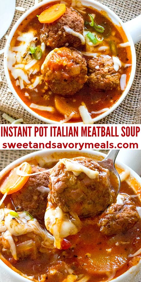 Instant Pot Italian, Italian Meatball Soup, Juicy Meatballs, Meatball Soup Recipes, Broth Soup, Italian Meatball, Crockpot Dinners, Tomato Broth, Meatball Soup