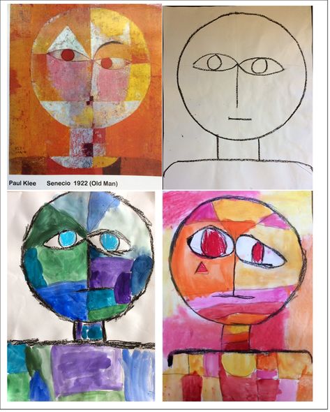 Paul Klee Portrait- warm / cool colours (Art lesson for Prep – Yr1) – Primary School Art Color Art Lessons For Kindergarten, Paul Klee Senecio, Color Art Lessons, Primary School Art, Cool Colours, Paul Klee Art, Abstract Portraits, Art Curriculum, Elementary Art Projects