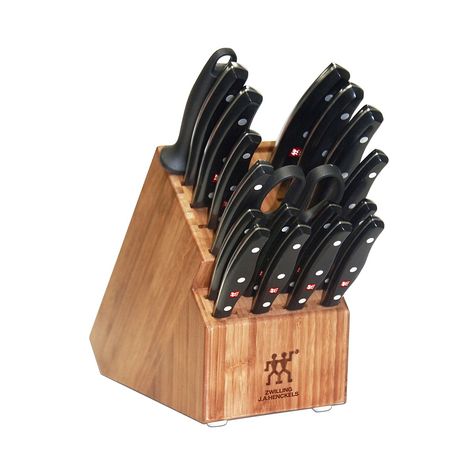 Zwilling J.A. Henckels Twin Signature 19-Piece Knife Block Set. You're only as good as your tools. A professional set of cooking knives, albiet a bit pricey, is one of the single most important things to have in the house. Best Kitchen Knife Set, Cooking Knives, Kitchen Knives Set, Best Kitchen Knives, German Kitchen, Kitchen Shears, Kitchen Cutlery, Knife Block Set, Specialty Knives