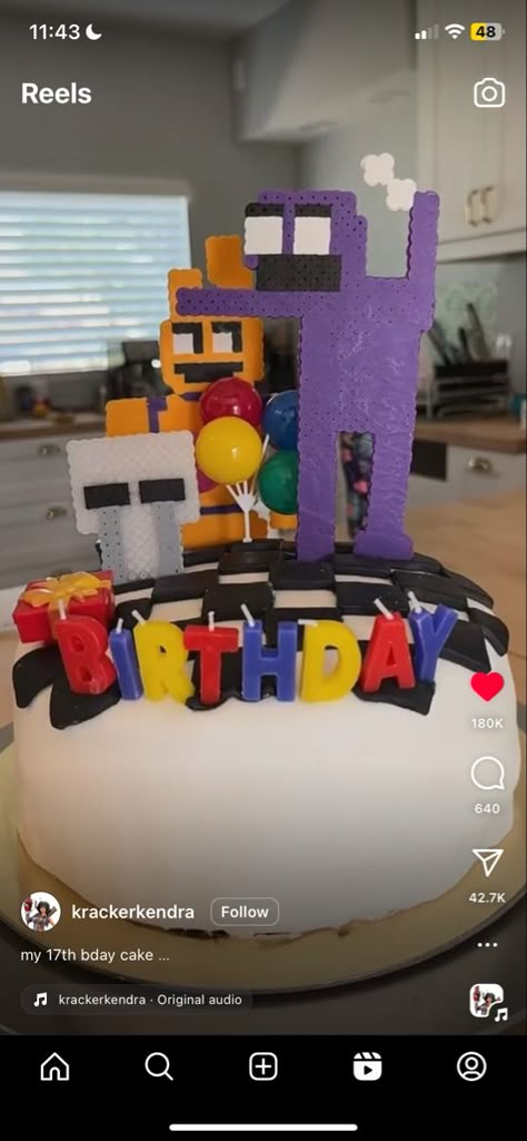 Fnaf Cakes Funny, Fnaf Birthday Party Activities, Fnaf Themed Birthday Party, Fnaf Birthday Cake, Fnaf Birthday Party Ideas Cakes, Five Nights At Freddy Cake Ideas, Fnaf Birthday, 5 Nights At Freddys Cake Ideas, Fnaf Cakes