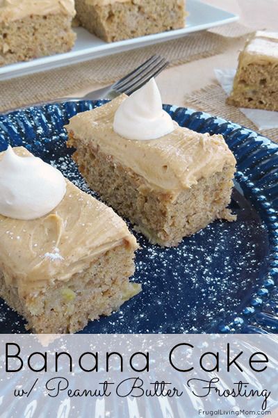 Peanut Butter And Banana Dessert, Banana Peanut Butter Dessert, Peanut Butter Banana Cake Recipe, Banana Bread With Peanut Butter Frosting, Cake Recipes Banana, Banana Cake With Peanut Butter Frosting, Banana Chocolate Chip Cake With Peanut Butter Frosting, Banana Peanut Butter Cake, Banana Cake Peanut Butter Frosting