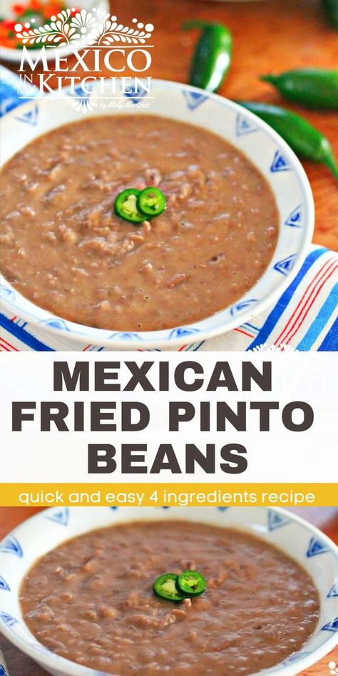 Mashed Beans Recipes, Refried Beans With Lard, Authentic Refried Beans Recipe, Mexican Beans Recipe, Lard Recipe, Mexican Refried Beans, Beans Mexican, Mexican Fries, Pinto Bean Recipes