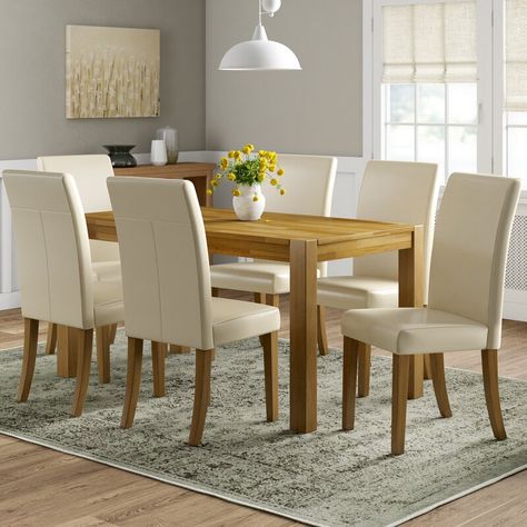 Three Posts Horatio Dining Set with 6 Chairs & Reviews | Wayfair.co.uk Sala Vintage, Glass Dining Table Set, Glass Dining Set, Solid Oak Table, Corner Dining Set, Loveseat Living Room, Dining Room Style, Kitchen Dining Sets, Colorful Chairs