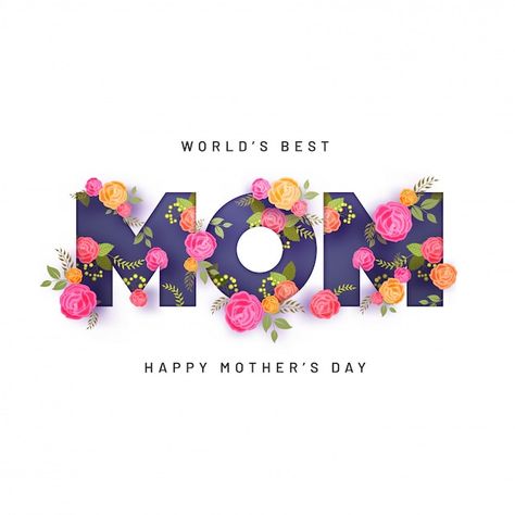 Text mom decorated with beautiful Premiu... | Premium Vector #Freepik #vector #background #flower #frame #poster