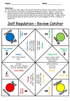 Emotions Fortune Teller - Self Regulation Emotions Cootie Catcher, Zones Of Regulation Activities, Cootie Catcher Template, The Zones Of Regulation, Regulation Activities, Coping Skills Activities, Zones Of Regulation, Cootie Catcher, Teaching Social Skills