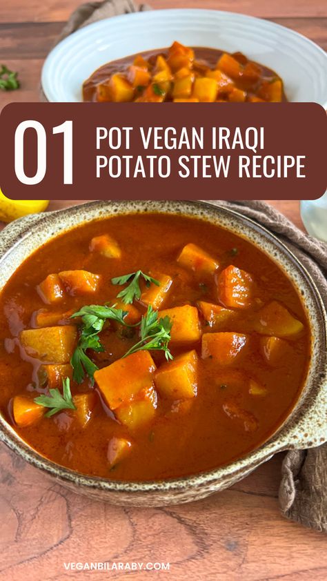 Immerse yourself in a tasty journey with our hearty Iraqi Potato Stew recipe. Let the rich, aromatic flavors transport you to the heart of Middle Eastern cuisine. This warming, home-cooked stew is packed with nutritious potatoes and traditional spices that will thrill your taste buds. Explore the art of Iraqi cooking right in your kitchen. Want to enjoy more culinary adventures? Follow us for more irresistibly delicious recipes! Iraqi Food Recipes, Iraq Food Recipes, Iraqi Chicken Recipes, Iraq Recipe, Iraqi Lentil Soup, Iraqi Breakfast, Iraqi Lentil Soup Recipe, Iraqi Recipes, Iraqi Cuisine