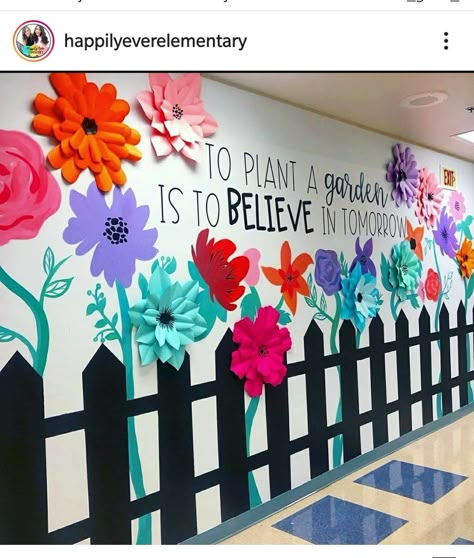 Garden Bulletin Boards, School Hallway Decorations, Garden Theme Classroom, Flower Bulletin Boards, Spring Classroom Door, Hallway Bulletin Boards, Plants Classroom, Dramatic Play Themes, Summer Bulletin Boards