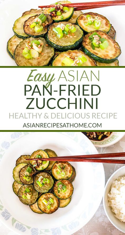 Easy Asian Pan-Fried Zucchini - Fresh zucchini is pan-fried with delicious Asian flavors and ingredients. This easy Asian pan-fried zucchini is a healthy recipe that is a great side dish at any time of the year. This recipe can easily be transformed into a Paleo, gluten-free, soy-free, and Whole30 friendly recipe with 1 ingredient swap. Get the recipe at AsianRecipesAtHome.com. #easyrecipes #asianrecipes #koreanrecipes #healthyrecipes #zucchinirecipes #whole30recipes #paleorecipes Pan Fried Zucchini, Zucchini Side Dishes, Birth Recovery, Fried Zucchini, Fresh Zucchini, Soy Free Recipes, Spiralizer Recipes, Easy Asian, Zucchini Fries