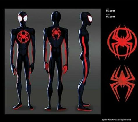 Spiderverse Concept Art Miles, Spiderverse Turnaround, Miles Morales Spider Suit, Miles Morales Turnaround, Miles Morales Concept Art Suit, Miles Morales Full Body Drawing, Character Design Spiderman, Spiderverse Style Study, Miles Morales Character Sheet