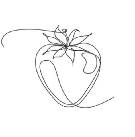 One Line Strawberry Tattoo, Fruit Line Tattoo, Chocolate Covered Strawberry Tattoo, Fineline Strawberry Tattoo, Strawberry Line Tattoo, Strawberry Line Drawing, Fine Line Strawberry Tattoo, Strawberry Tattoo Design, Strawberry Line Art