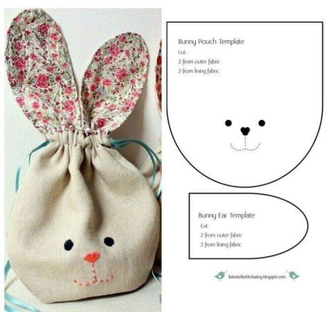 Bunny Ears Template, Learn Sewing, Cat Quilt Patterns, Sewing To Sell, Easter Bags, Easter Fabric, Bunny Bags, Diy Bags Patterns, Sewing Crafts Tutorials