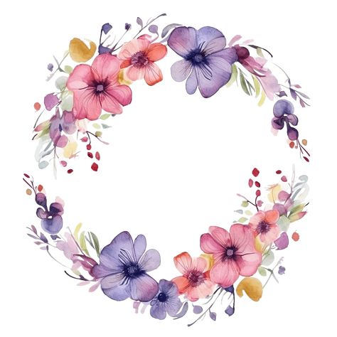 Flower Round Frame, Floral Round Frame, Purple Frames, Frame With Flowers, Flower Frame Png, Logo Cloud, Fall Music, Psd Background, Round Flower