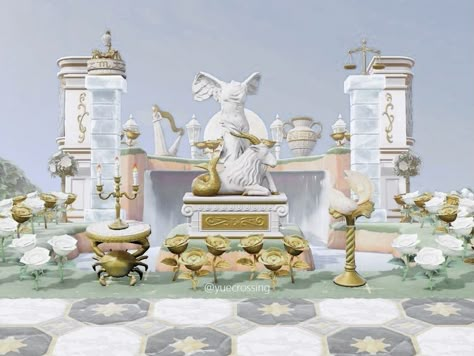 ACNH • Statues Animal Crossing Ideas, Greek Animals, Statue Ideas, Winged Goddess, Ac New Leaf, Animal Crossing Wild World, Waterfall Features, Sculpture Garden, New Animal Crossing