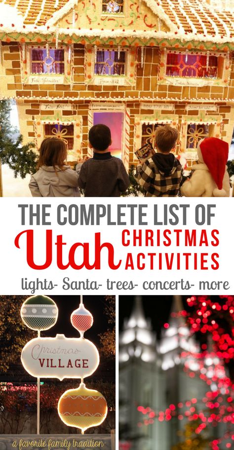 The Complete List of Utah Christmas Activities including light displays, Santa, service opportunities, concerts and events, and more! The Utah Christmas Events List- Utah Christmas Activities for Kids Utah Christmas, Utah Living, Family Weekend Activities, Utah Activities, Christmas Activities For Families, Christmas Things To Do, November Activities, Christmas Date, Christmas Concert