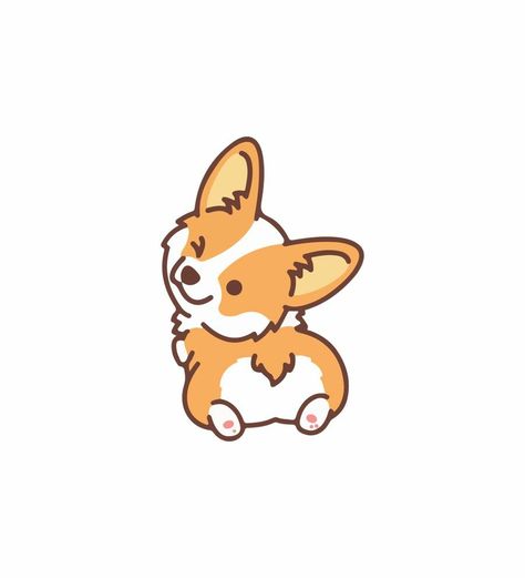 Corgi Doodle, Corgi Cartoon, Paw Print Art, Baby Corgi, Cute Easy Doodles, Mobile App Design Inspiration, App Design Inspiration, Cute Corgi, Needle Art