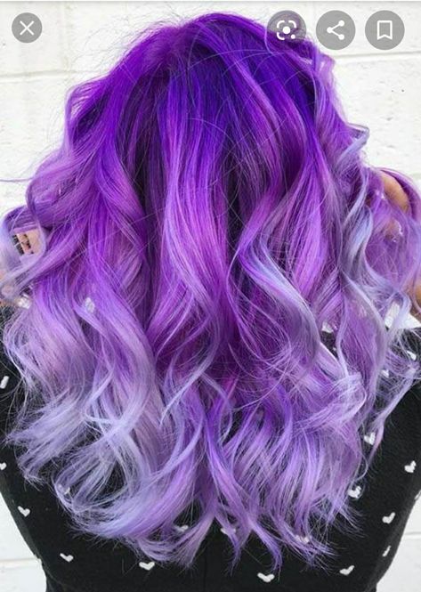 This is a picture of an absolutely marvelous example of the perfect gradient between the shades of purple. It starts as a dark but vibrant eggplant 🍆 color, and leading into a violet moment! 🌌Then finally ombres to its lighter colors of pastel with excellent Perry winkle Accents. Long Purple Hair, Purple Hair Color, Purple Hair, Hair Color, Purple, Hair, Color, Black, Hair Colour