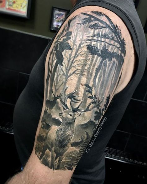 Stag Tattoo Forearm, Stag Tattoo Design Men, Elk Tattoo Design, Elk Tattoo Men, Sleeve Tattoo Nature, Elk Tattoos, Country Tattoos For Men, Boyfriend Tattoos, Deer Tattoo Ideas