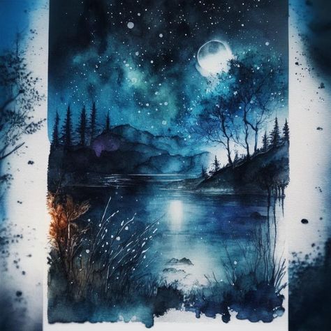 Watercolour Night Scene, Drawing Night, Painting Inspo, Night View, Paving Stones, Night Scene, Watercolor Drawing, Stone Top, Top View