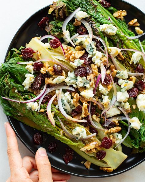 Romaine Lettuce Recipe, Justine Snacks, Grilled Romaine Salad, Lettuce Recipes, Apple Walnut Salad, Pistachio Salad, Grilled Romaine, Honey Mustard Vinaigrette, Romaine Salad