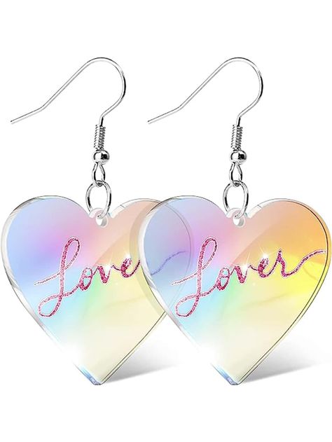 1pair Fashionable Dazzling Acrylic Heart Shaped Pendant Earrings Suitable For Women, Girls, Lovers, Gifts Friendship Earrings, Concert Gift, Lover Earrings, Pink Heart Earrings, Signature Necklace, Earrings Heart, Heart Dangle Earrings, Heart Shaped Earrings, Sparkle Earrings