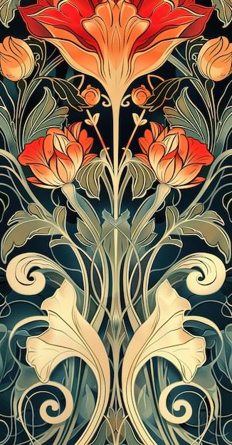 Page 7 | Art Nouveau Flower Images - Free Download on Freepik Art Nouveau Printmaking, Art Nouveau Iris Flower, Art Nouveau Aesthetic Wallpaper, Art Nouveau Octopus, Art Nouveau Print, Art Nouveau Elements, Dark Art Nouveau, Art Nouveau Flowers Illustration, 60s Flower Pattern