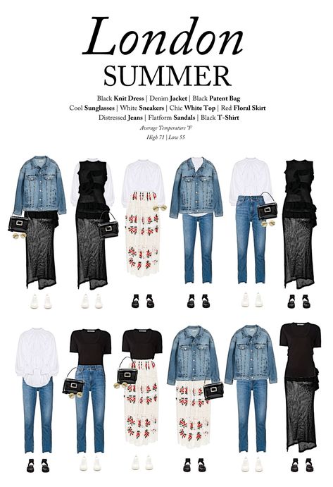 Looking for what to wear to London, England this summer? Look no further than this 10-piece guide! We combined 10 chic and stylish pieces into a London travel capsule wardrobe to help make packing easy. #fashion #style #London #England London Fashion Spring 2023, London Wardrobe Capsule, Mix And Match Travel Outfits Europe, London Summer Travel Outfits, What To Wear In England Summer, Outfit Ideas For London Summer, London Summer Style 2023, Outfit Ideas London Summer, Outfits In London Summer