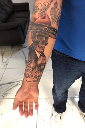 Charro Tattoo Design, Mexican Tattoo, Animal Sleeve Tattoo, Black Cat Tattoos, Mommy Tattoos, Chest Tattoo Men, Black Ink Tattoos, Skull Tattoos, Chest Tattoo