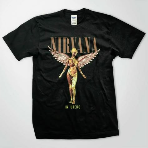 Vintage Rock Shirt, Camisa Rock, Merch Clothing, Rapper Shirts, Nirvana Band, In Utero, Best T Shirt Designs, Vintage Band Tees, Costume Collection