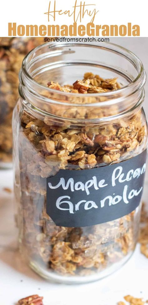 Pecan Granola Recipe, Maple Pecan Granola, Healthy Homemade Granola, Make Your Own Granola, Pecan Granola, Maple Granola, Homemade Granola Healthy, Banana Oat Muffins, Almond Granola