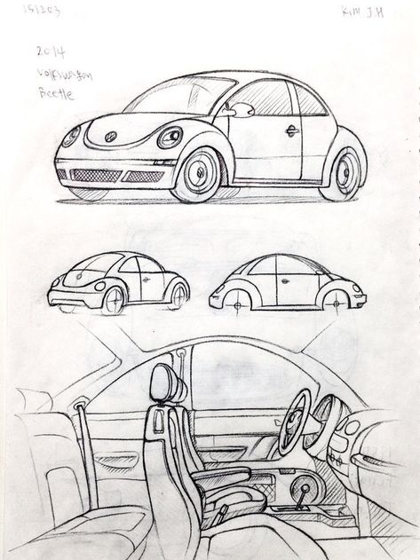 Cars Perspective, Car Perspective, 2019 Volkswagen Beetle, Beetle Drawing, Sticker Tattoo, Motorcycle Drawing, Tattoo Trend, Beetle Car, Car Drawing