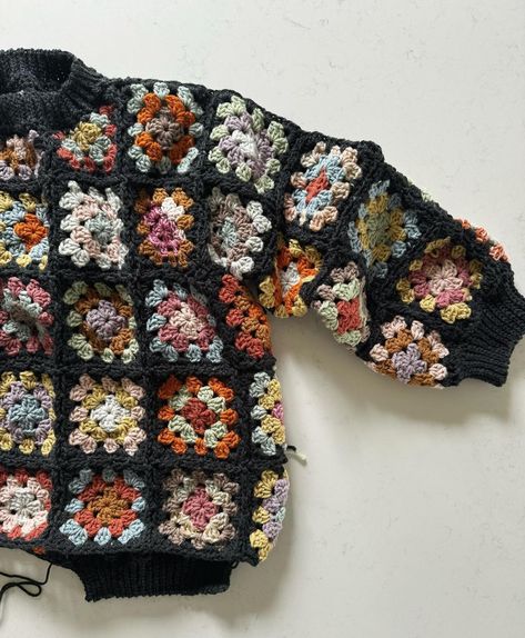 my 1st granny square sweater😍 and I’m here for it! 🙌🏼 #moderncrochet #sweaterweather #moderncrochetsweater #grannysquare… | Instagram Toddler Granny Square Sweater, Granny Square Sweater Layout, Granny Square Baby Sweater, Granny Square Clothes, Granny Squares Sweater, Squared Clothes, Square Sweater, Granny Square Sweater, Baby Jumper