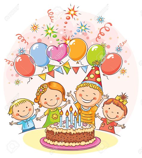 Birthday Party Clipart, Birthday Party Images, Party Clipart, Art Birthday Party, Kids Vector, Birthday Clipart, Big Cakes, Happy Thanksgiving Quotes, Party Pictures