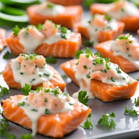 Salmon Bites with Garlic Cream Sauce recipe Garlic Cream Sauce Recipe, 2024 Meals, Oven Salmon, Cream Sauce Recipe, Salmon Bites, Garlic Cream Sauce, Salmon Seasoning, Pan Seared Salmon, Food Appetizers