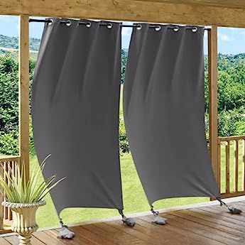 Outdoor Patio Windproof Curtains, Top and Bottom Grommets Heavy Weight Windproof Sunlight Blocking for Porches/Pergola/Yard/Sliding Doors/Pergola. (52'' * 96'', Black) : Amazon.ca: Patio, Lawn & Garden Outdoor Gazebo Curtains, Pergola Porch, Door Pergola, Gazebo Curtains, Deck Canopy, Outdoor Curtains For Patio, Pergola Curtains, Curtain Weights, Thick Curtains