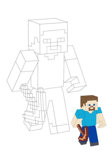 Minecraft Steve Drawing, Minecraft Painting Template, Minecraft Colouring Pages, Minecraft Steve Coloring Pages, Minecraft Colouring, Minecraft Color By Number, Coloring Pages Minecraft, Minecraft Printables Free, Minecraft Slime