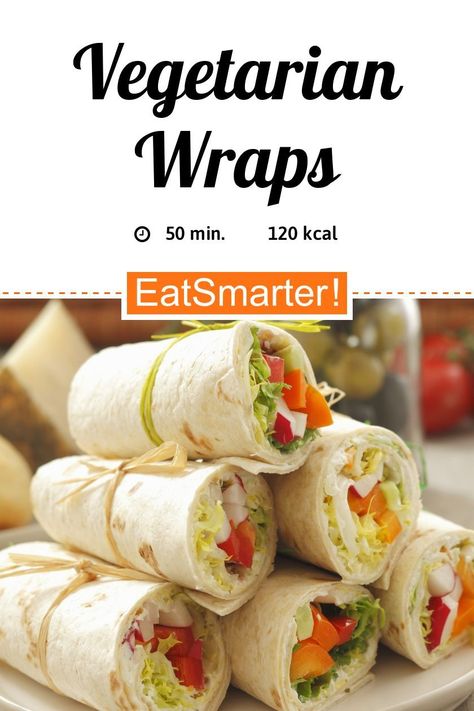 Vegetarian Wraps - with Bell Peppers and Radishes - few calories - simple dish - So healthy is the recipe: 8.7/10 | A recipe idea by EAT SMARTER | Tortilla, wrap, Finger Food #rootvegetable #healthyrecipes Wrap Recipes Healthy, Wraps Vegetarian, Healthy Wrap Recipes, Low Calorie Wraps, Healthy Wrap, Vegetarian Wraps, Veggie Wrap, Meat Free Recipes, Veggie Wraps