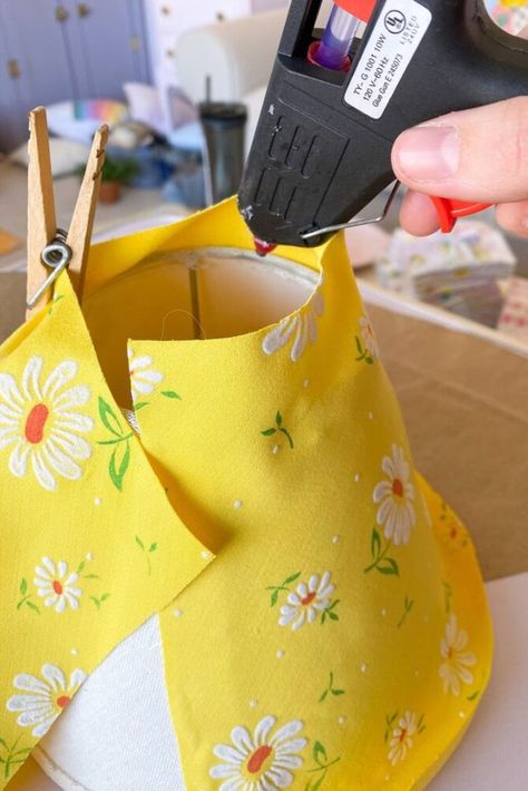 Recover A Lamp Shade Diy, Up Cycle Lamp Shade, Covering Lampshades Diy, Recovering Lampshade With Fabric, Making A Lamp Shade, Recover Lamp Shade Diy Fabric Covered, Recovering A Lamp Shade, Fabric Covered Lamp Shade Diy, Covering A Lampshade With Fabric