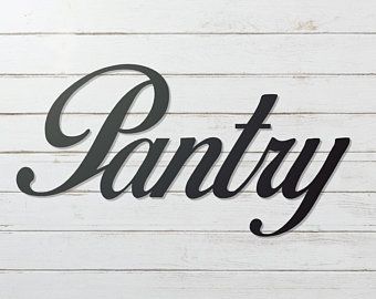 Pantry sign | Etsy Elegant Cursive Fonts, Wooden Pantry, Room Decor Kitchen, Pantry Decor, Pantry Sign, Pantry Room, Large Pantry, Kitchen Pantry Design, Word Wall Art